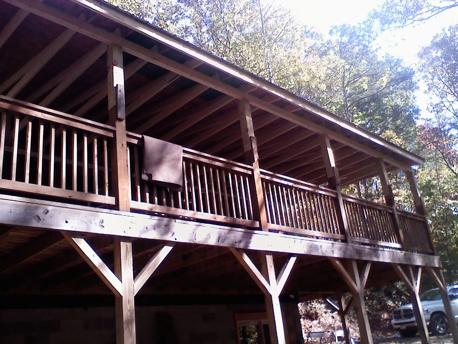 Timber framing under a new elevated porch and deck — Roof Leak Repair in Menlo Park by Roofing Brothers